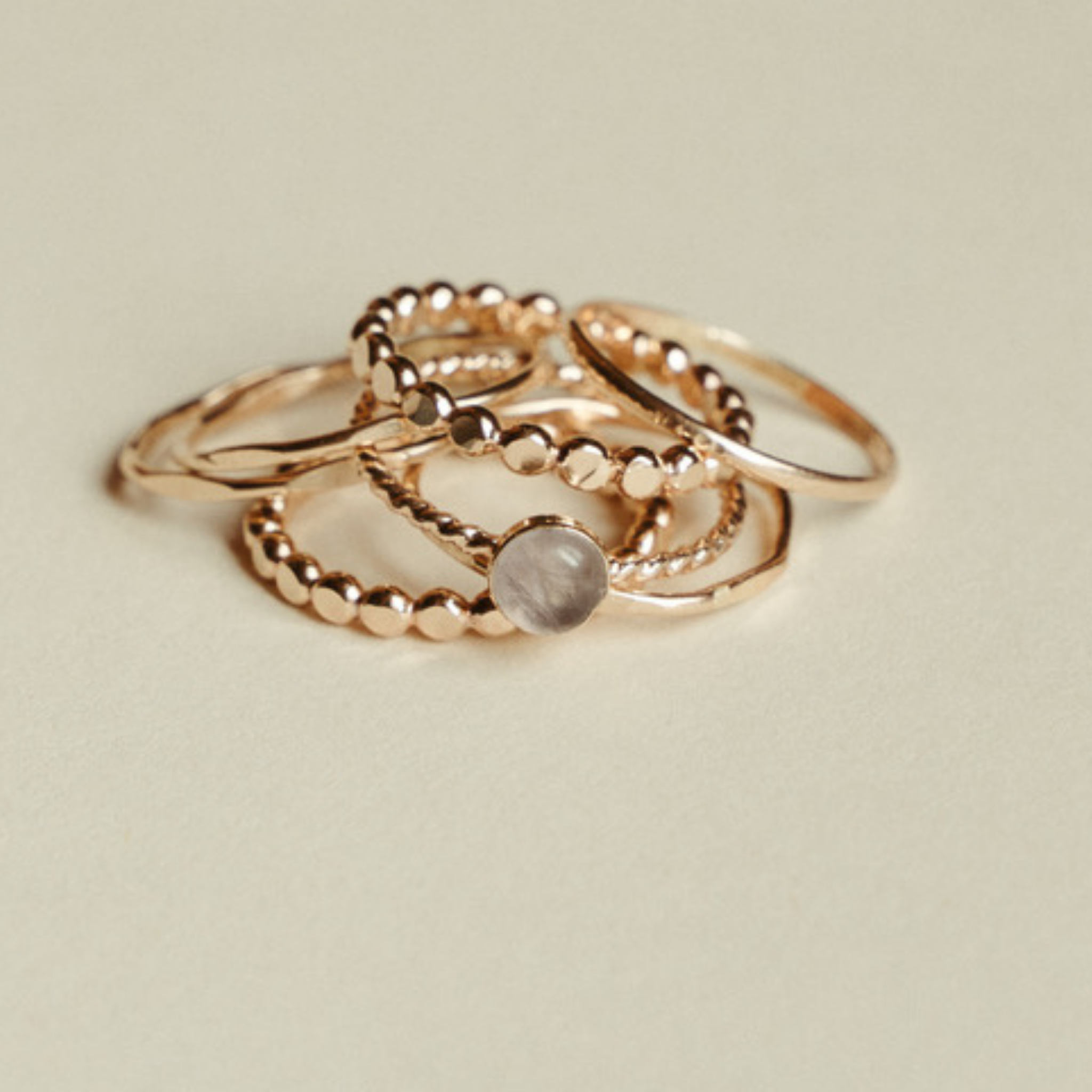 Gold Flat Ball Stacking Ring