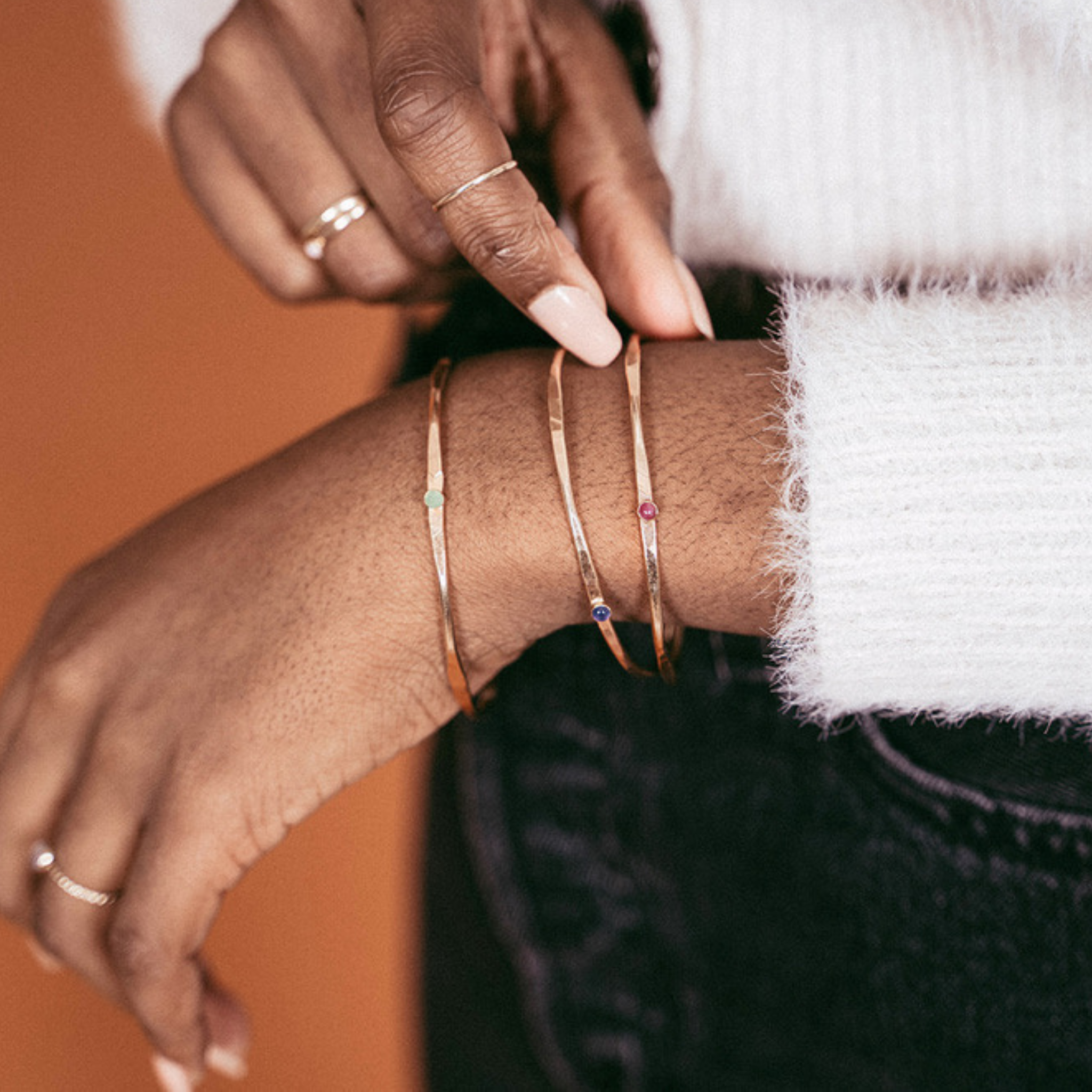 Hex Gold Bracelet with Gemstone