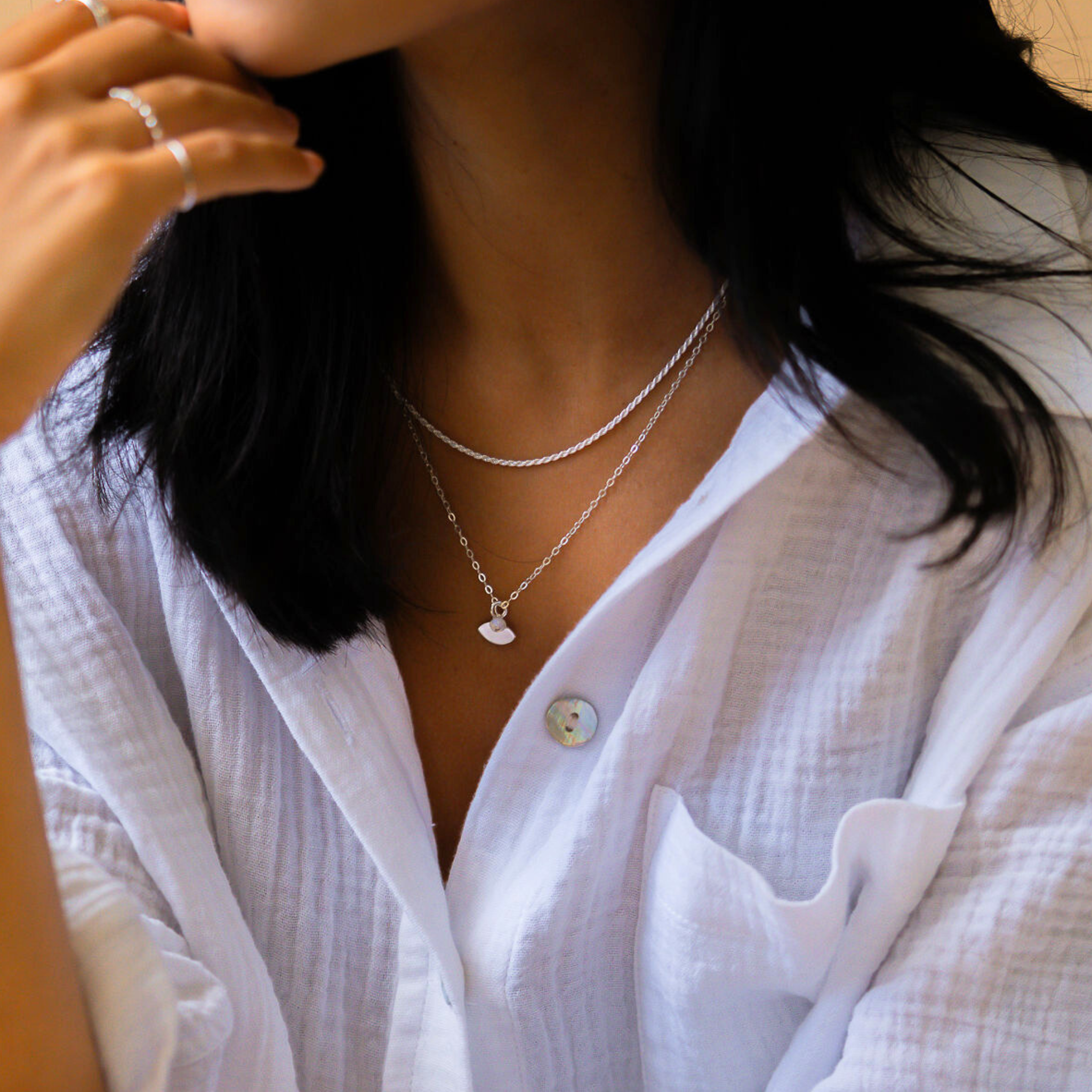 Silver French Rope Layering Necklace