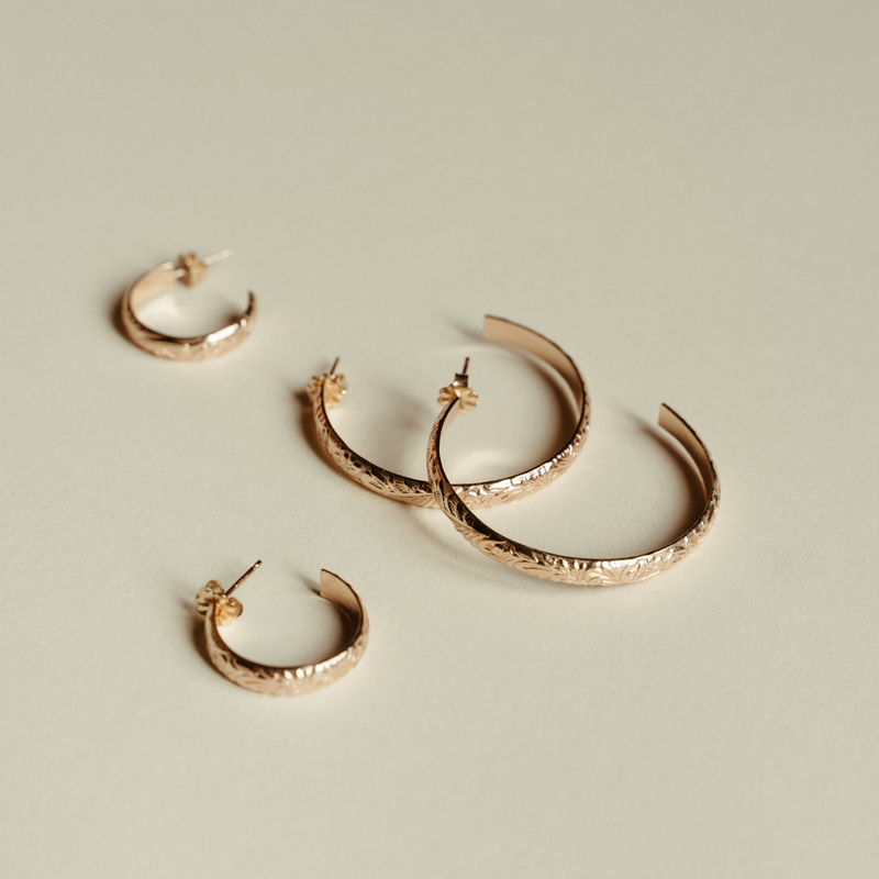 Floral Gold Small Hoops
