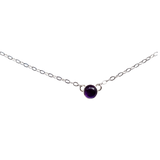 Silver Gemstone Solitaire Necklace