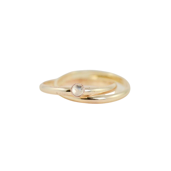 Gold Orbit Meditation Ring with Gemstone