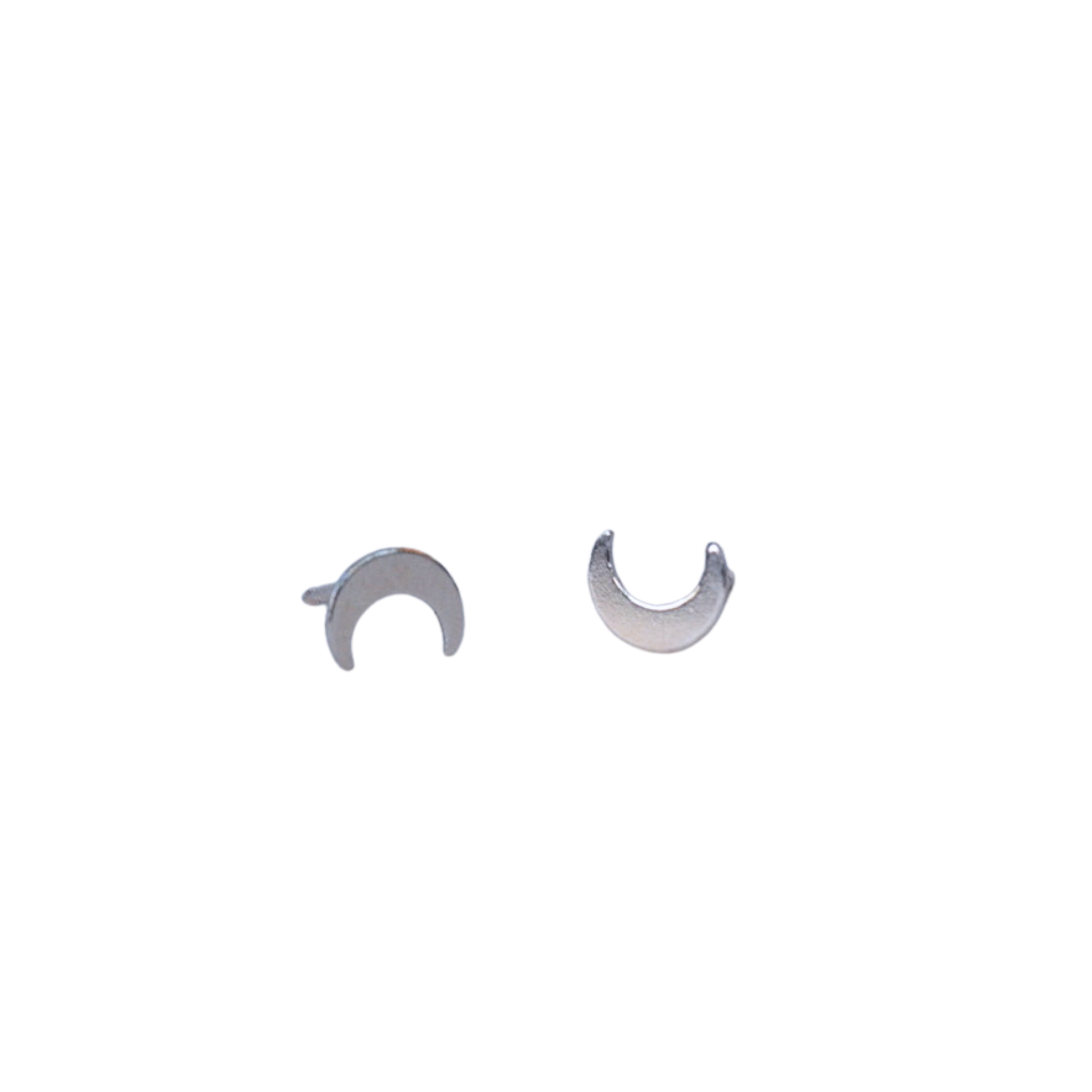Silver Crescent Moon Studs