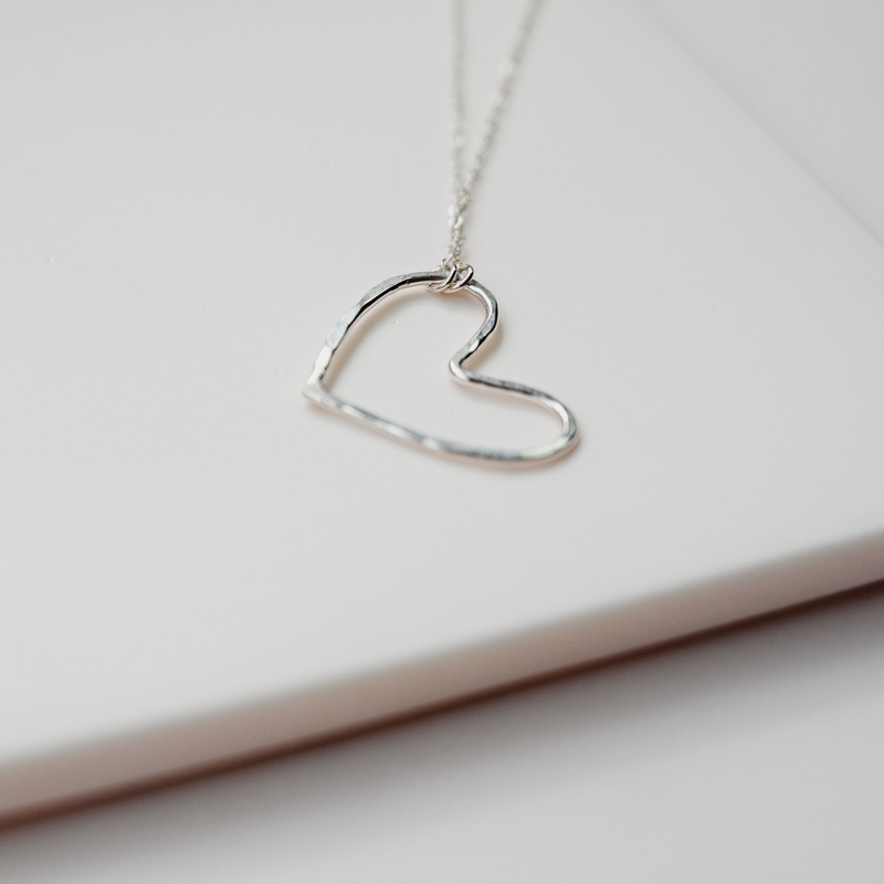 Buy Heart Necklace, Sterling Silver, Plain Heart, Simple Heart, Modern Heart  Jewelry, Organic Heart, Open Heart, Silver Heart, Minimalist Heart Online  in India - Etsy
