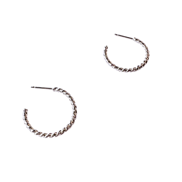 Twist Silver Small Hoops