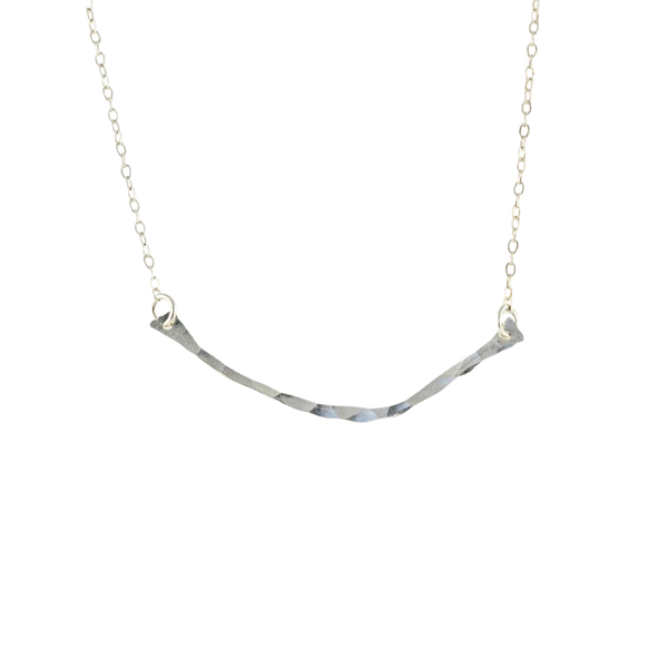 Silver Branch Textured Necklace