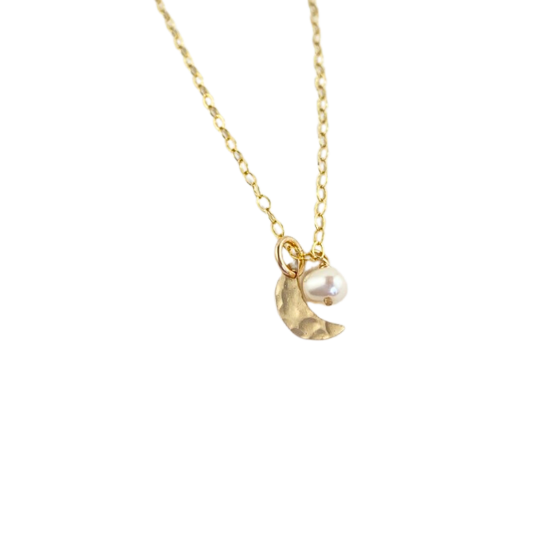 Dreamer Small Moon and Pearl Necklace