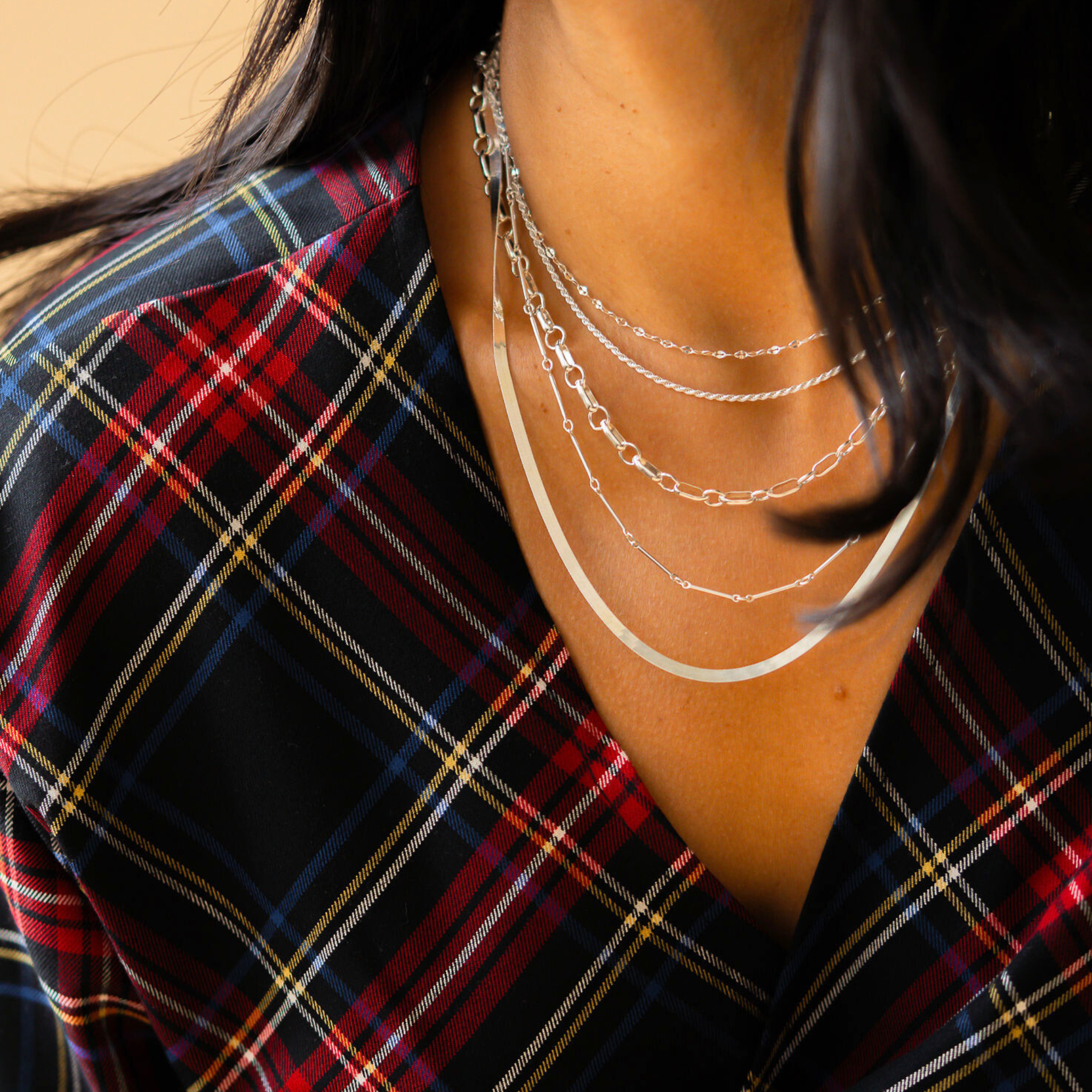 Silver French Roper Layering Necklace