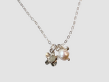 Aquamarine Flower Power Small Charm and Pearl Necklace